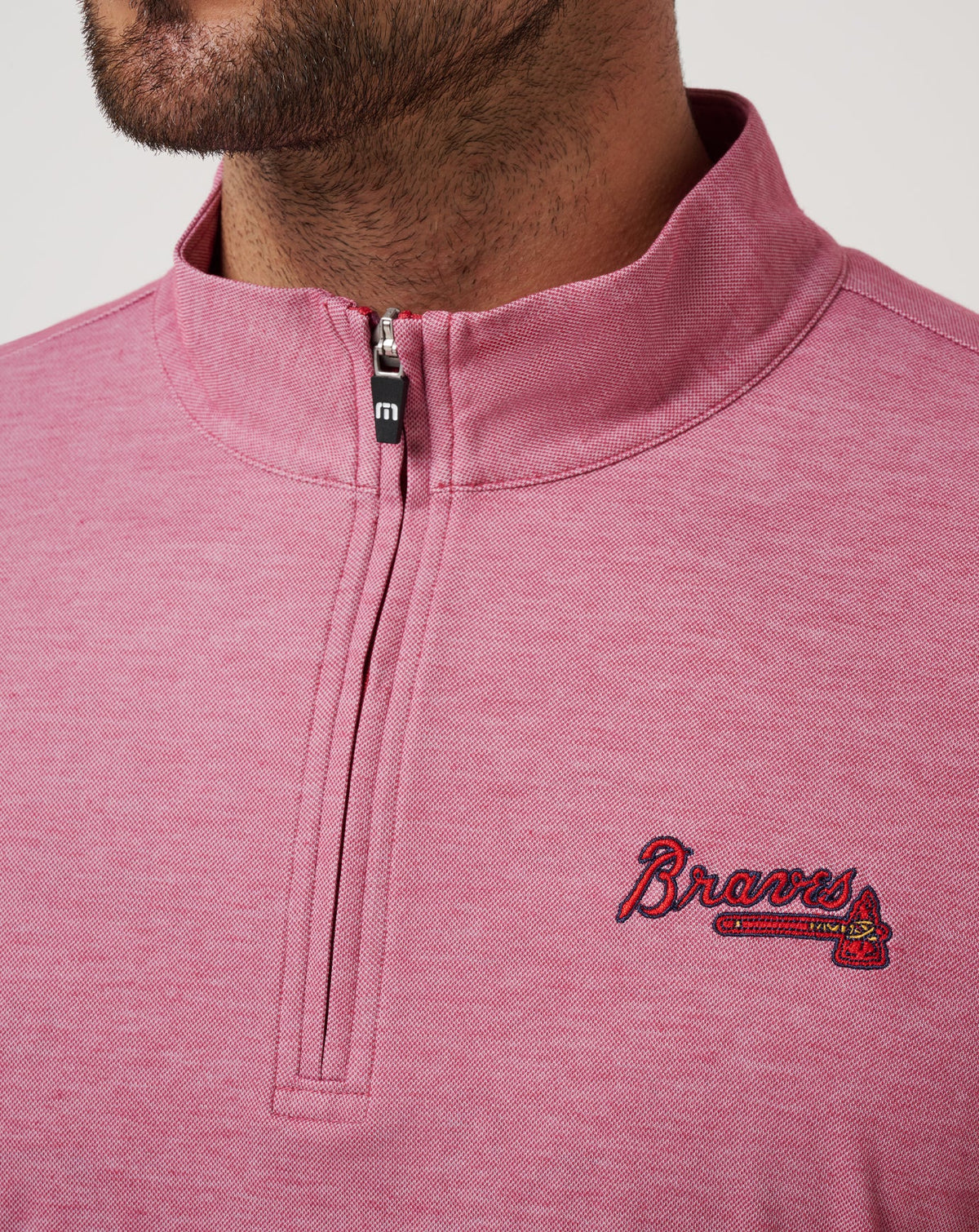 Atlanta Braves Time To Tailgate Quarter Zip Heather Red | Travis Mathew