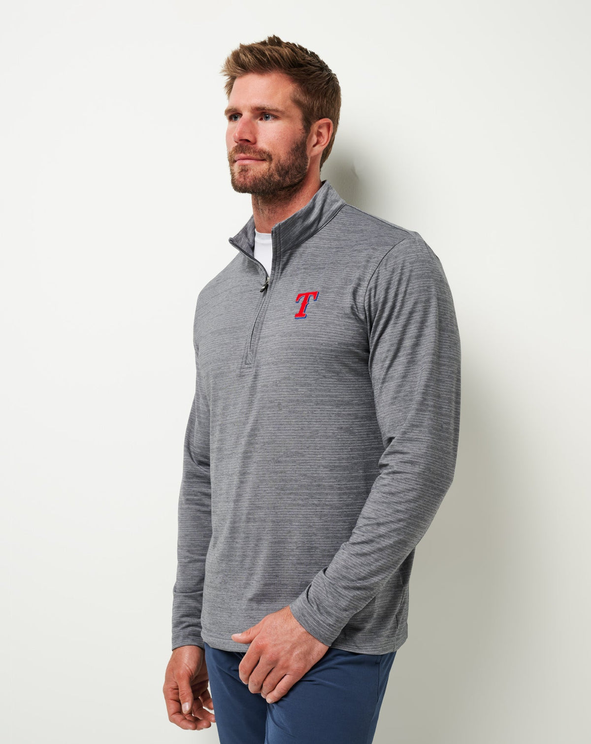 Texas Rangers The Heater Quarter Zip Sleet/Quiet Shade | Travis Mathew