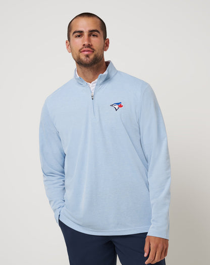 Toronto Blue Jays Time To Tailgate Quarter Zip Heather Blue | Travis Mathew