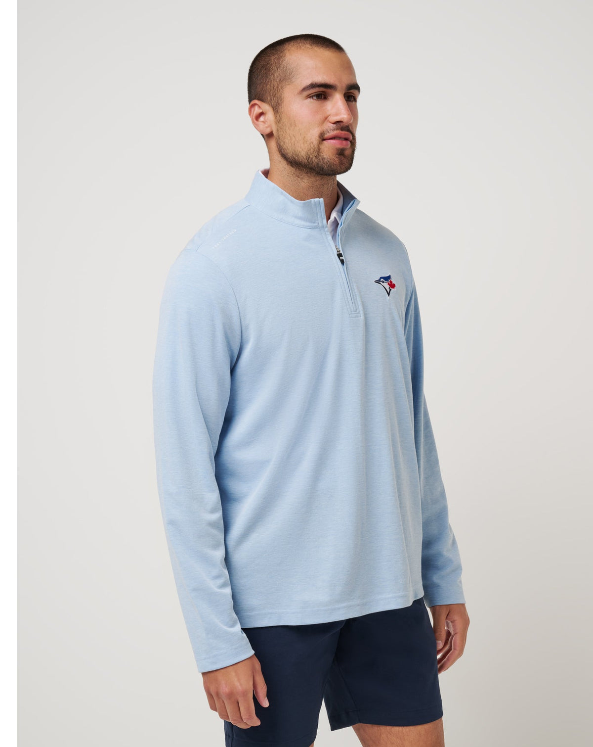 Toronto Blue Jays Time To Tailgate Quarter Zip Heather Blue | Travis Mathew