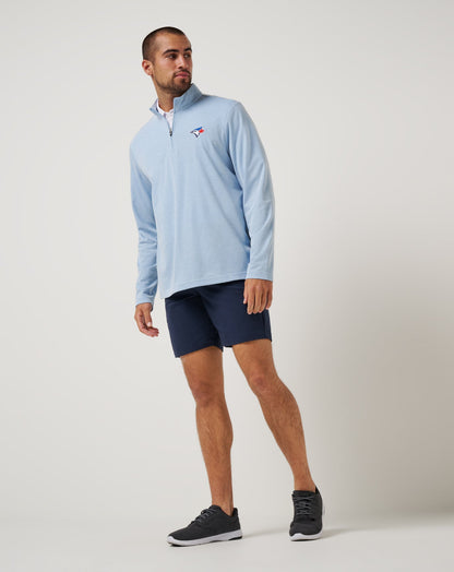 Toronto Blue Jays Time To Tailgate Quarter Zip Heather Blue | Travis Mathew