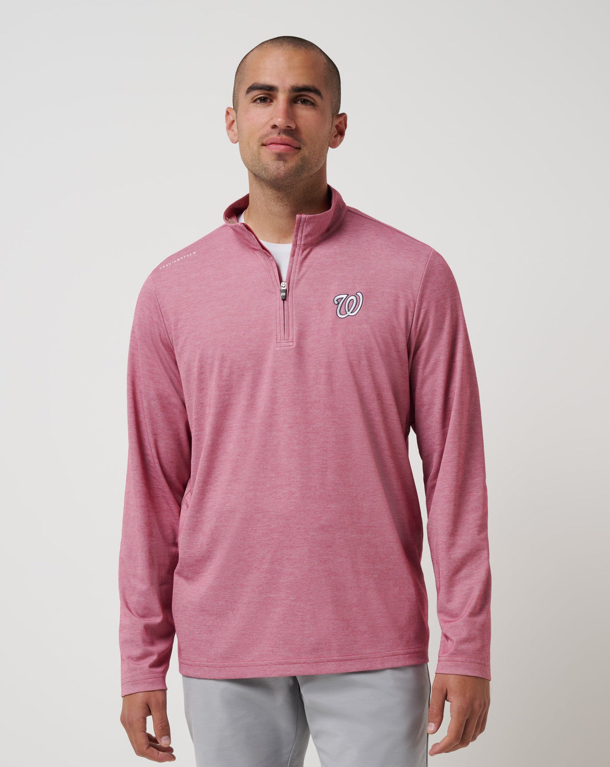 Washington Nationals Time To Tailgate Quarter Zip Heather Red | Travis Mathew