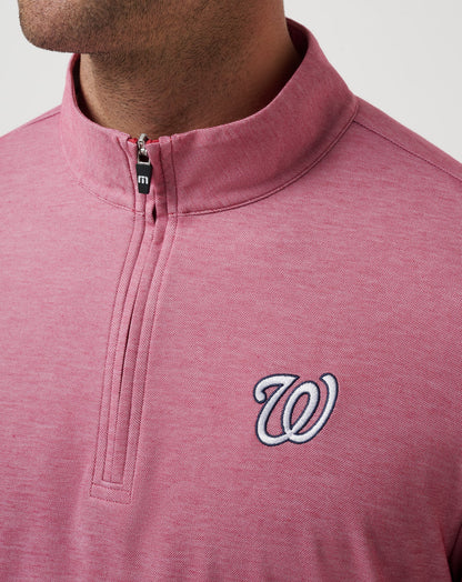 Washington Nationals Time To Tailgate Quarter Zip Heather Red | Travis Mathew