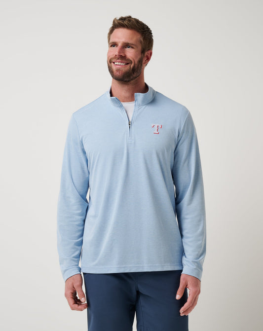 Texas Rangers Time To Tailgate Quarter Zip Heather Blue | Travis Mathew