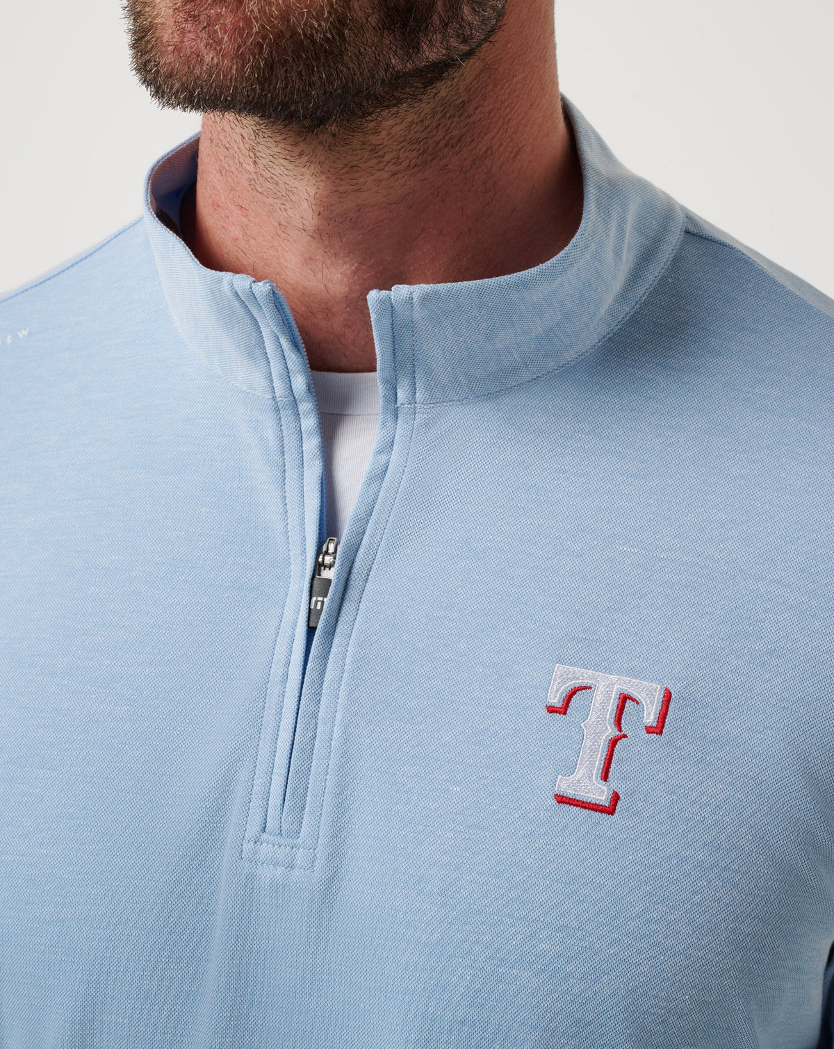 Texas Rangers Time To Tailgate Quarter Zip Heather Blue | Travis Mathew