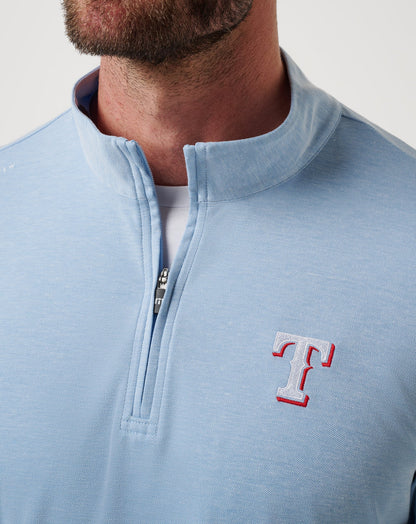 Texas Rangers Time To Tailgate Quarter Zip Heather Blue | Travis Mathew