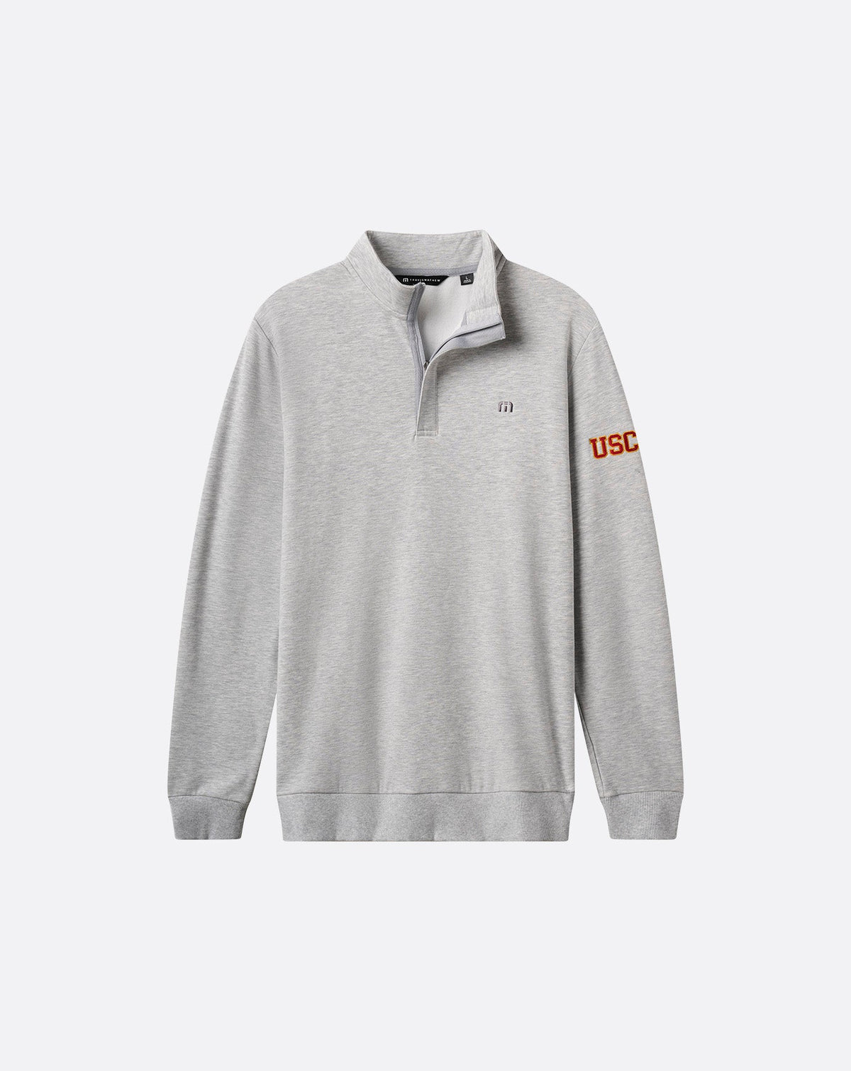 USC Cloud Quarter Zip 2.0 Heather Light Grey | Travis Mathew