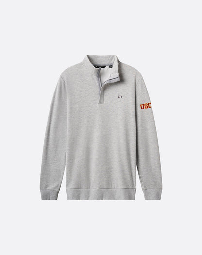USC Cloud Quarter Zip 2.0 Heather Light Grey | Travis Mathew