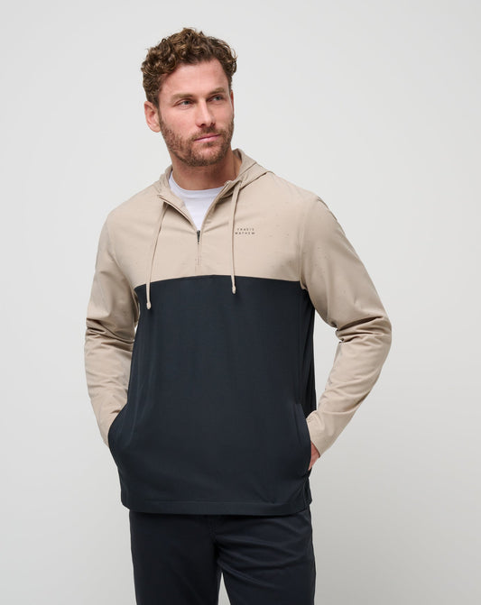Rocky Shore Quarter Zip Hoodie Oxford Tan | Travis Mathew