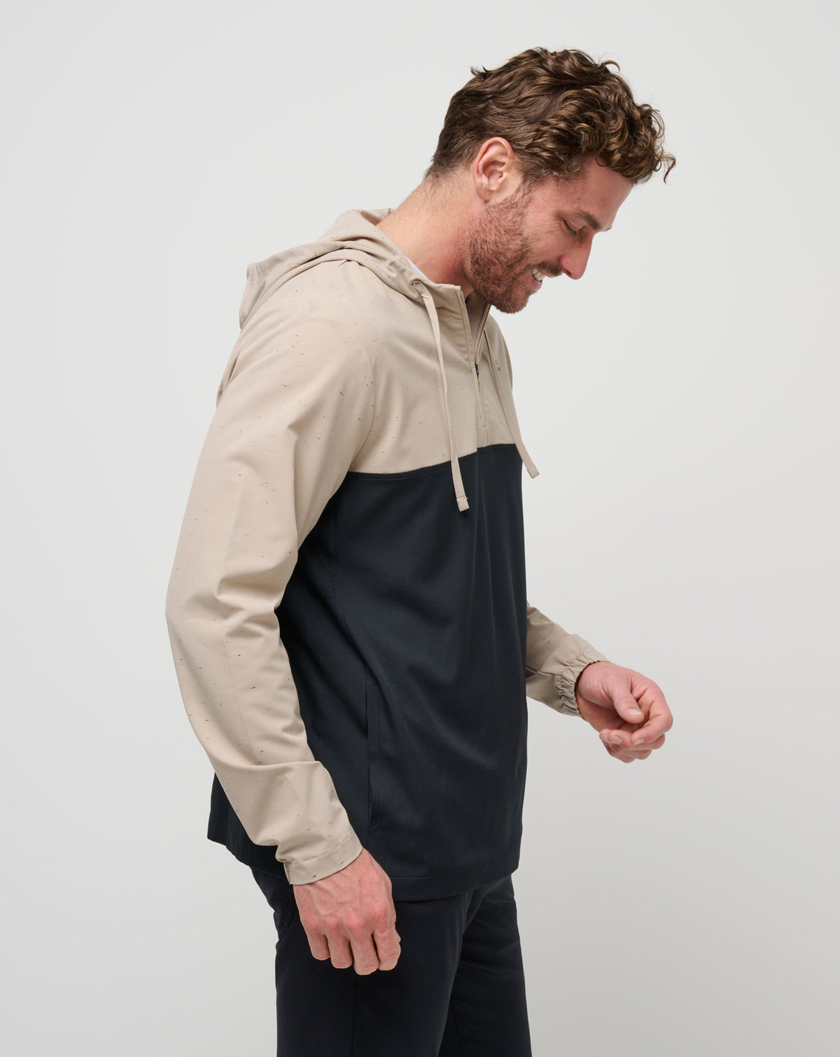 Rocky Shore Quarter Zip Hoodie Oxford Tan | Travis Mathew