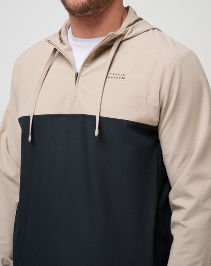 Rocky Shore Quarter Zip Hoodie Oxford Tan | Travis Mathew