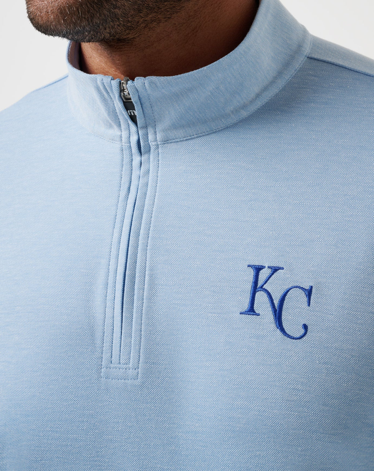 Kansas City Roayals Time To Tailgate Quarter Zip Heather Blue | Travis Mathew