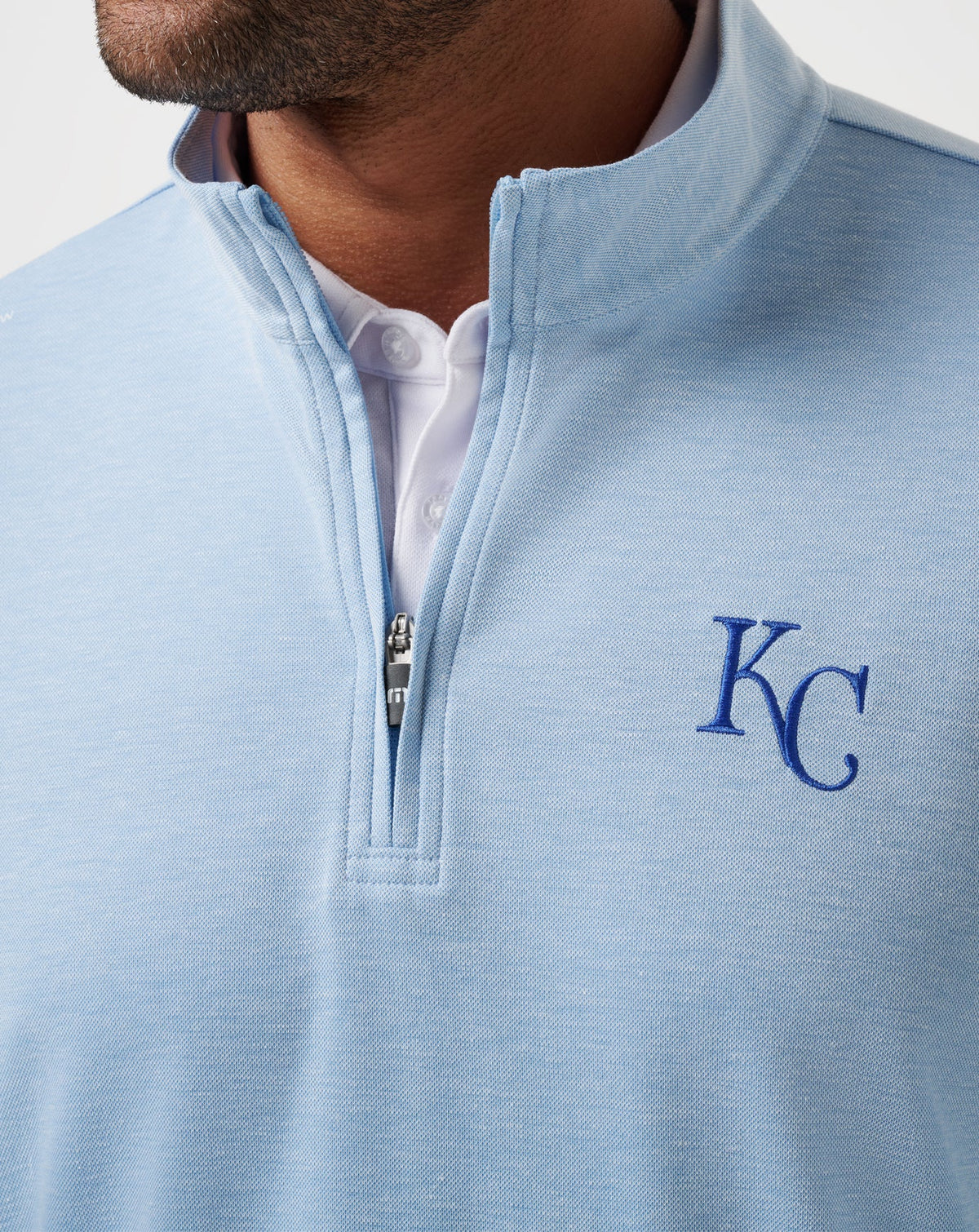 Kansas City Roayals Time To Tailgate Quarter Zip Heather Blue | Travis Mathew