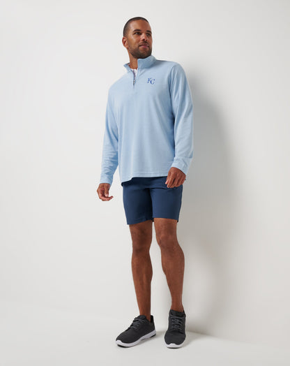 Kansas City Roayals Time To Tailgate Quarter Zip Heather Blue | Travis Mathew