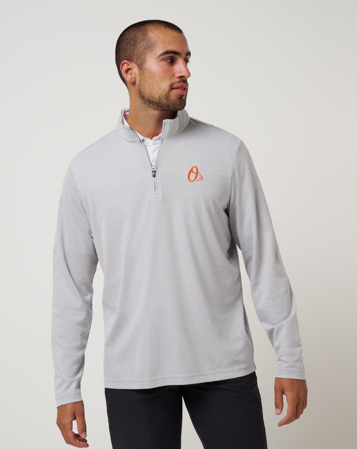 Baltimore Orioles Time To Tailgate Quarter Zip Heather Grey | Travis Mathew