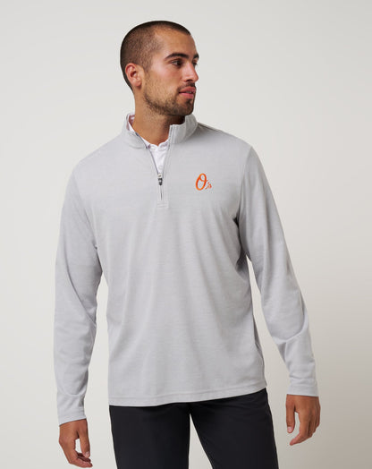Baltimore Orioles Time To Tailgate Quarter Zip Heather Grey | Travis Mathew