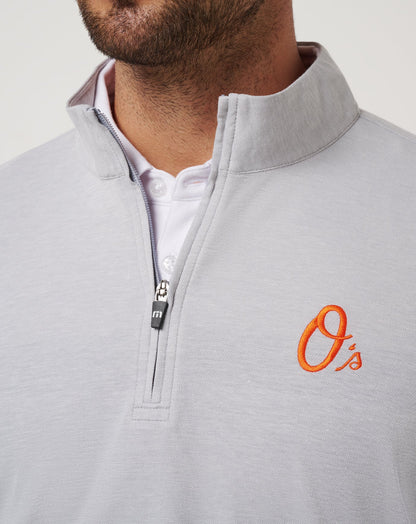 Baltimore Orioles Time To Tailgate Quarter Zip Heather Grey | Travis Mathew