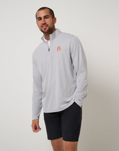 Baltimore Orioles Time To Tailgate Quarter Zip Heather Grey | Travis Mathew