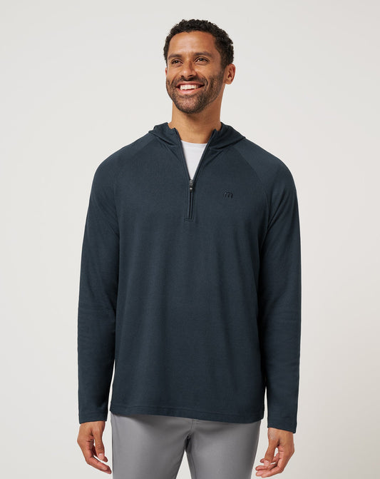 Country Hopping Hooded Quarter Zip Total Eclipse | Travis Mathew