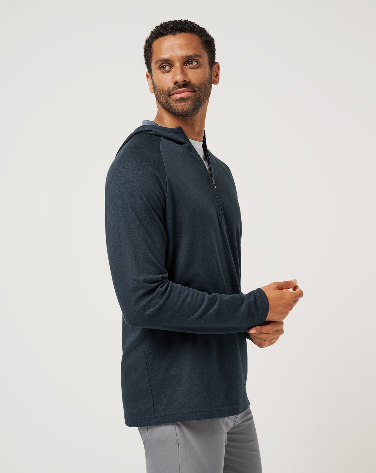 Country Hopping Hooded Quarter Zip Total Eclipse | Travis Mathew