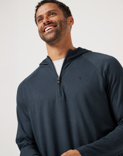 Country Hopping Hooded Quarter Zip Total Eclipse | Travis Mathew
