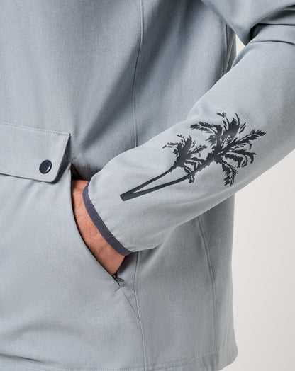 Out Of Pocket Hooded Quarter Zip Heather Light Grey | Travis Mathew