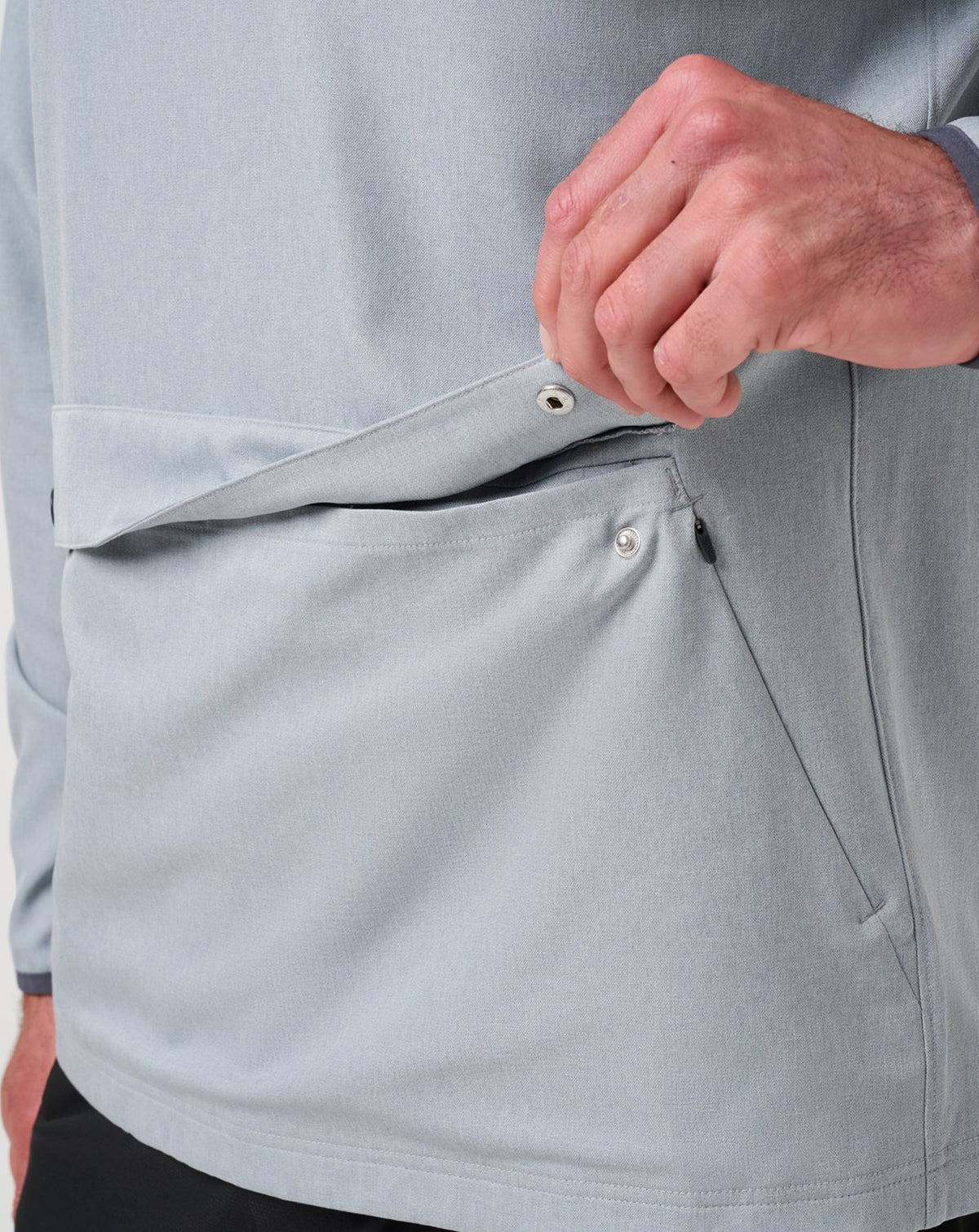Out Of Pocket Hooded Quarter Zip Heather Light Grey | Travis Mathew