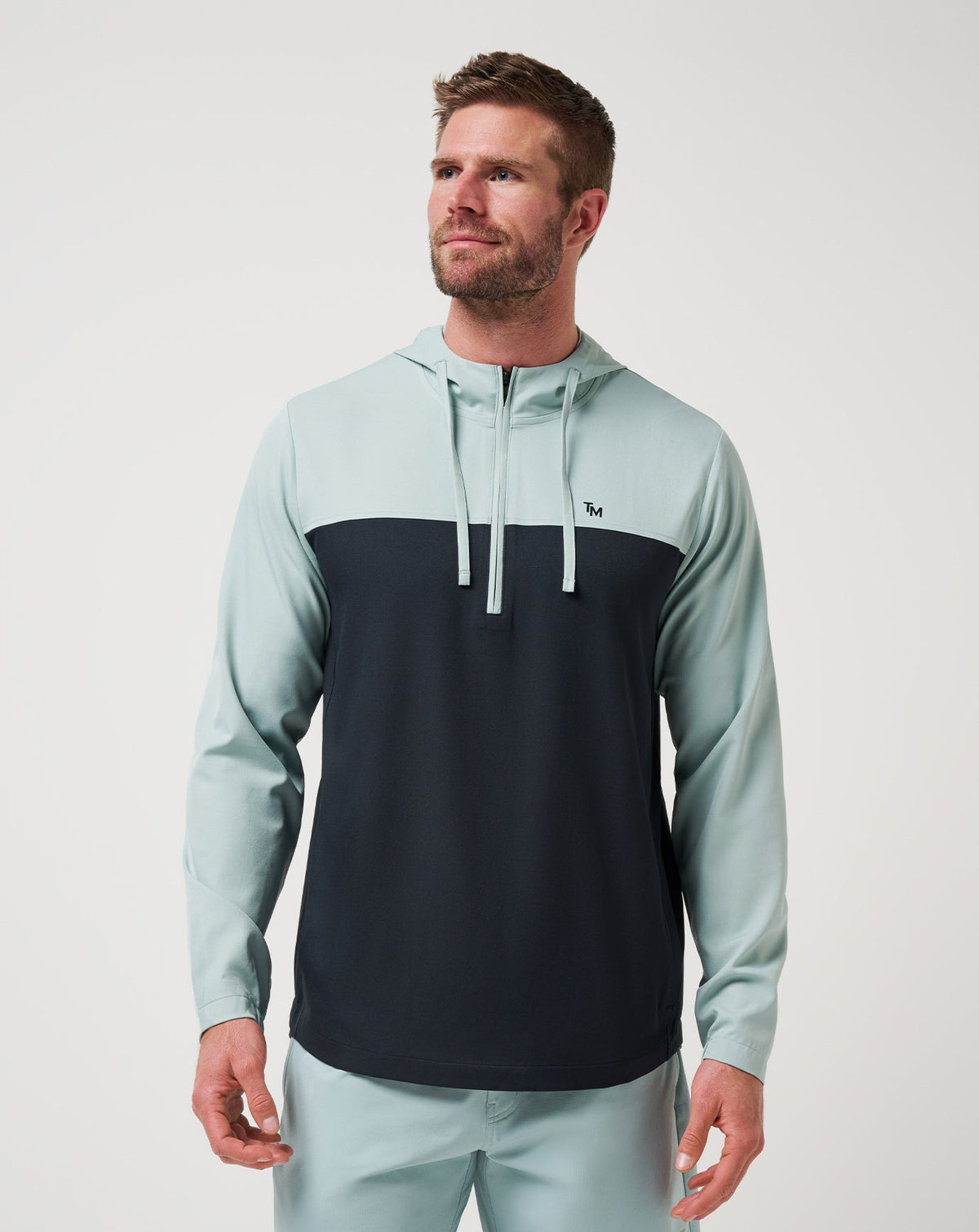 Coin Toss Quarter Zip Hoodie Gray Mist | Travis Mathew
