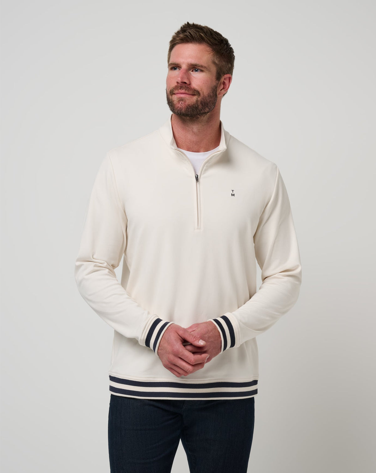 Happier Hour Quarter Zip Birch | Travis Mathew