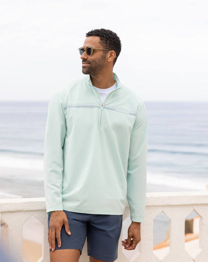 On The Map Quarter Zip Eggshell Blue | Travis Mathew