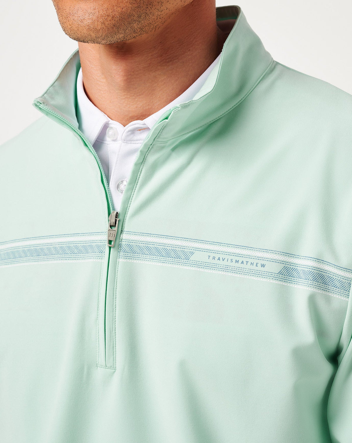 On The Map Quarter Zip Eggshell Blue | Travis Mathew