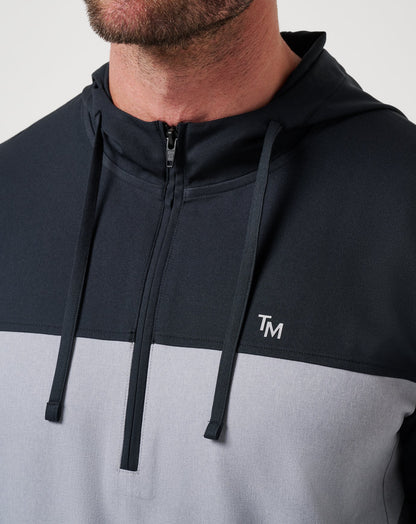 Coin Toss Quarter Zip Hoodie Heather Light Grey | Travis Mathew