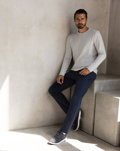 Cloud Waffle Crew Heather Light Grey | Travis Mathew