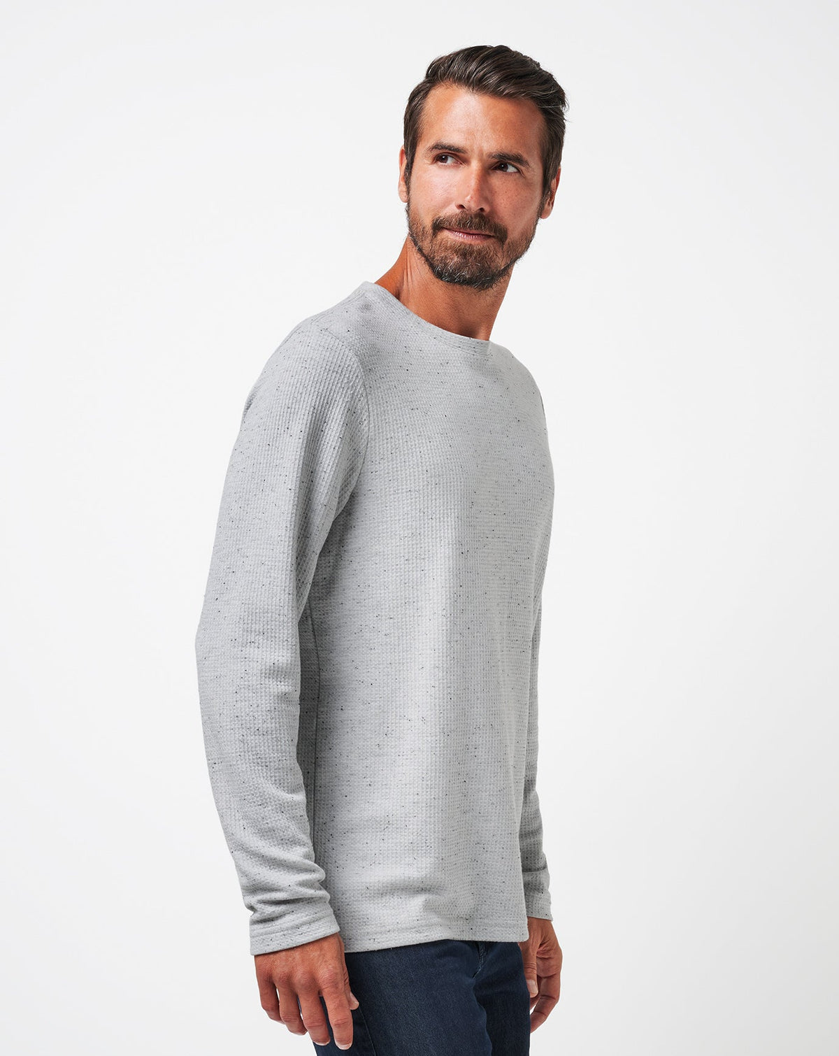 Cloud Waffle Crew Heather Light Grey | Travis Mathew