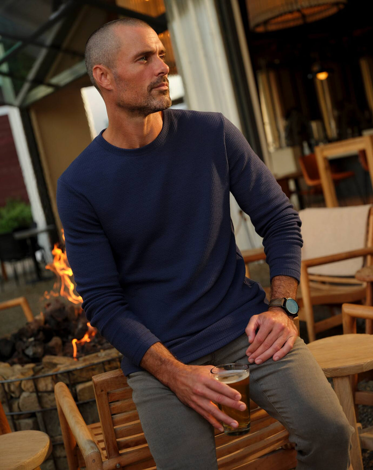 Cloud Waffle Crew Mood Indigo | Travis Mathew