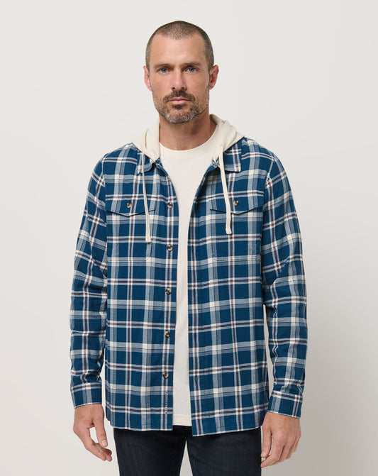 Cloud Flannel Hooded Button-Up Titan | Travis Mathew