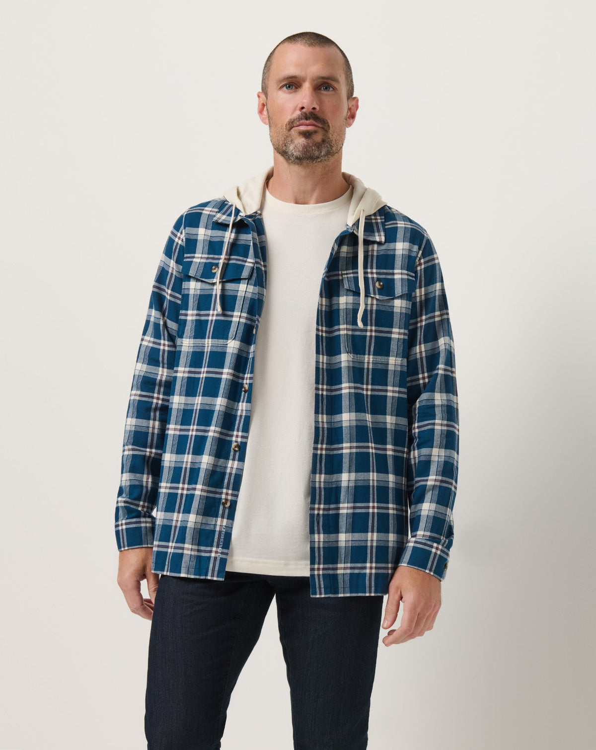 Cloud Flannel Hooded Button-Up Titan | Travis Mathew