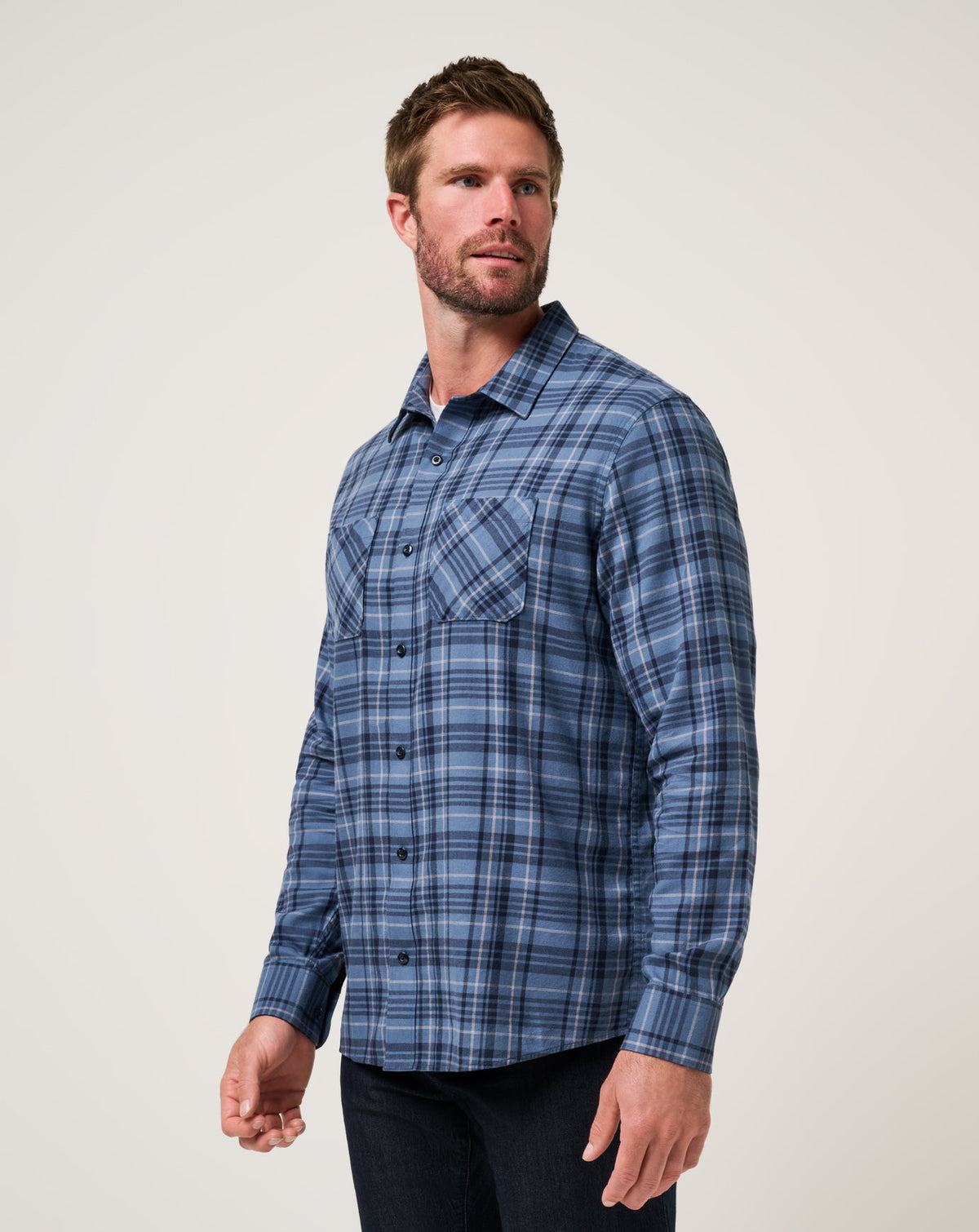 Cloud Flannel Plaid Button-Up Bering Sea/Sleet | Travis Mathew