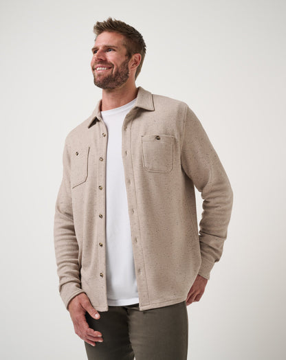 Cloud Waffle Shirt Jacket Oxford Tan | Travis Mathew