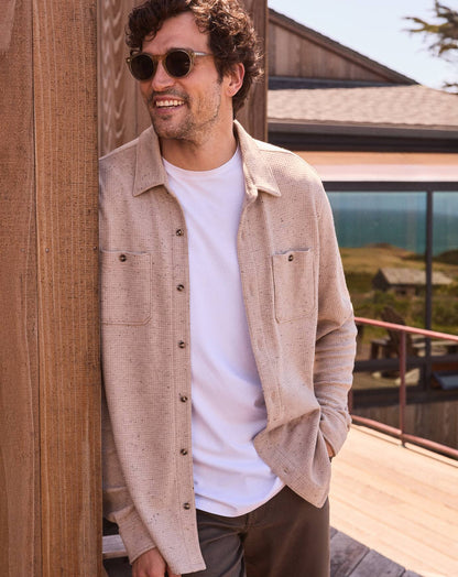 Cloud Waffle Shirt Jacket Oxford Tan | Travis Mathew