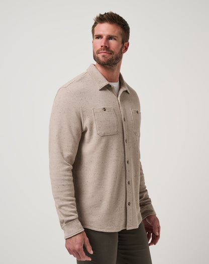 Cloud Waffle Shirt Jacket Oxford Tan | Travis Mathew