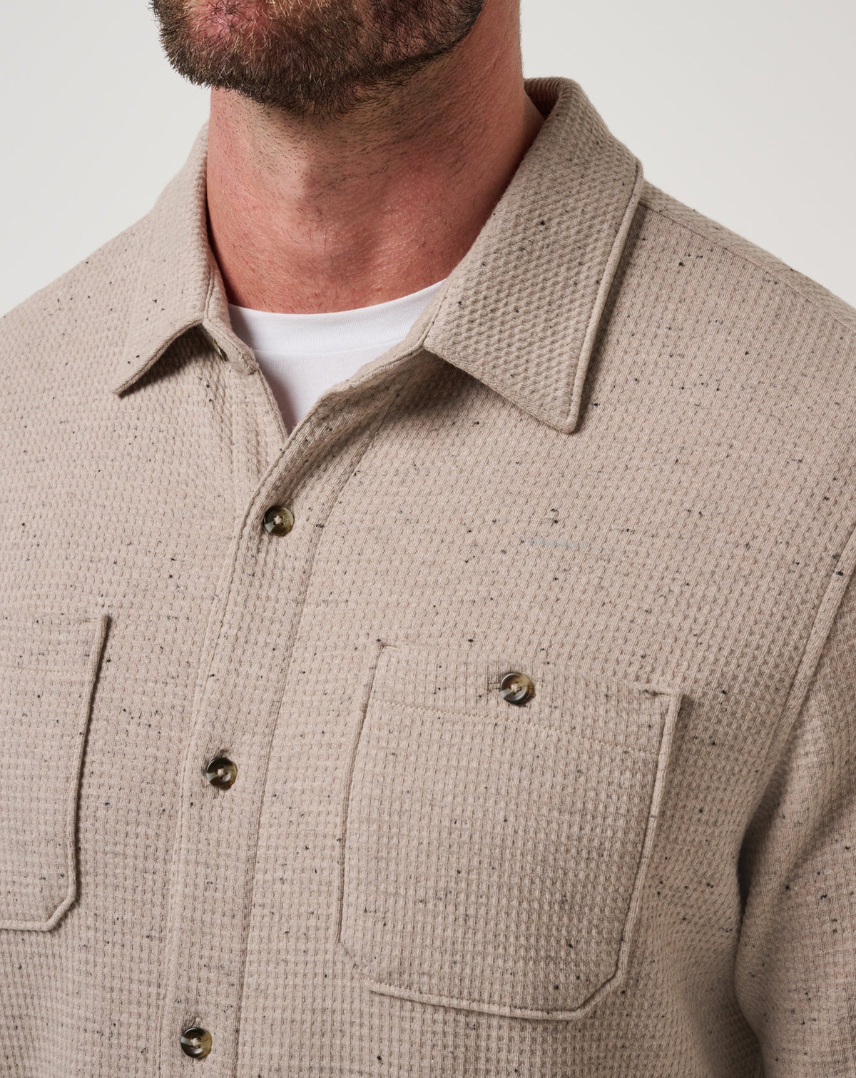 Cloud Waffle Shirt Jacket Oxford Tan | Travis Mathew