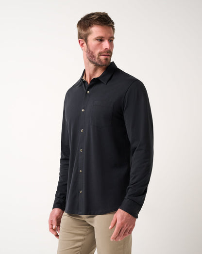 Comfortknit TM Social Club Button-Up Black | Travis Mathew