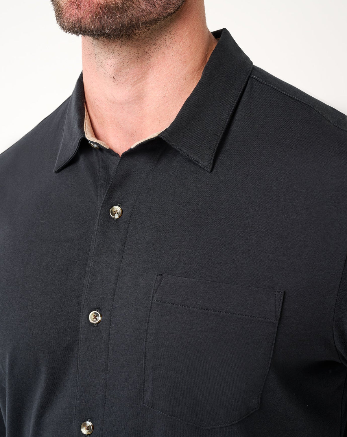 Comfortknit TM Social Club Button-Up Black | Travis Mathew