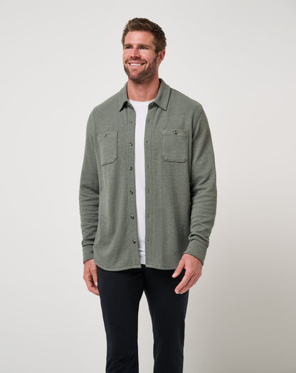 Cloud Waffle Shirt Jacket Dark Olive | Travis Mathew