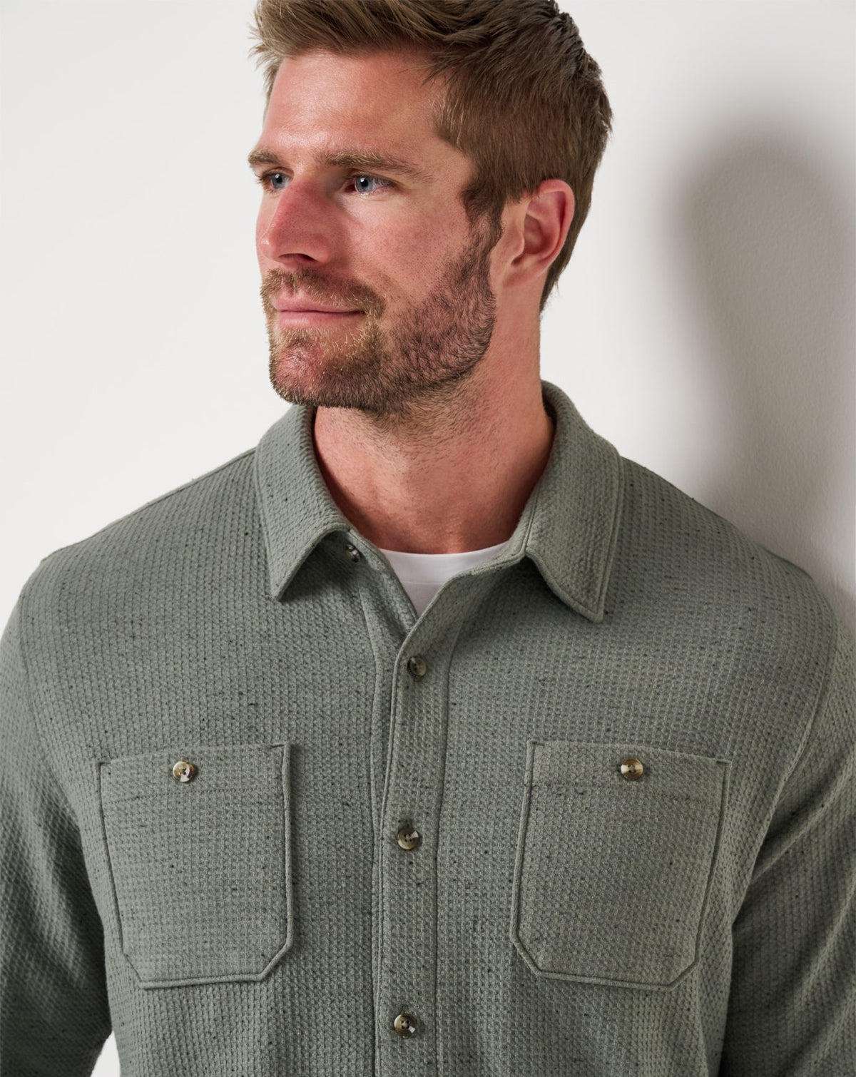 Cloud Waffle Shirt Jacket Dark Olive | Travis Mathew