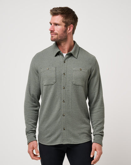 Cloud Waffle Shirt Jacket Dark Olive | Travis Mathew