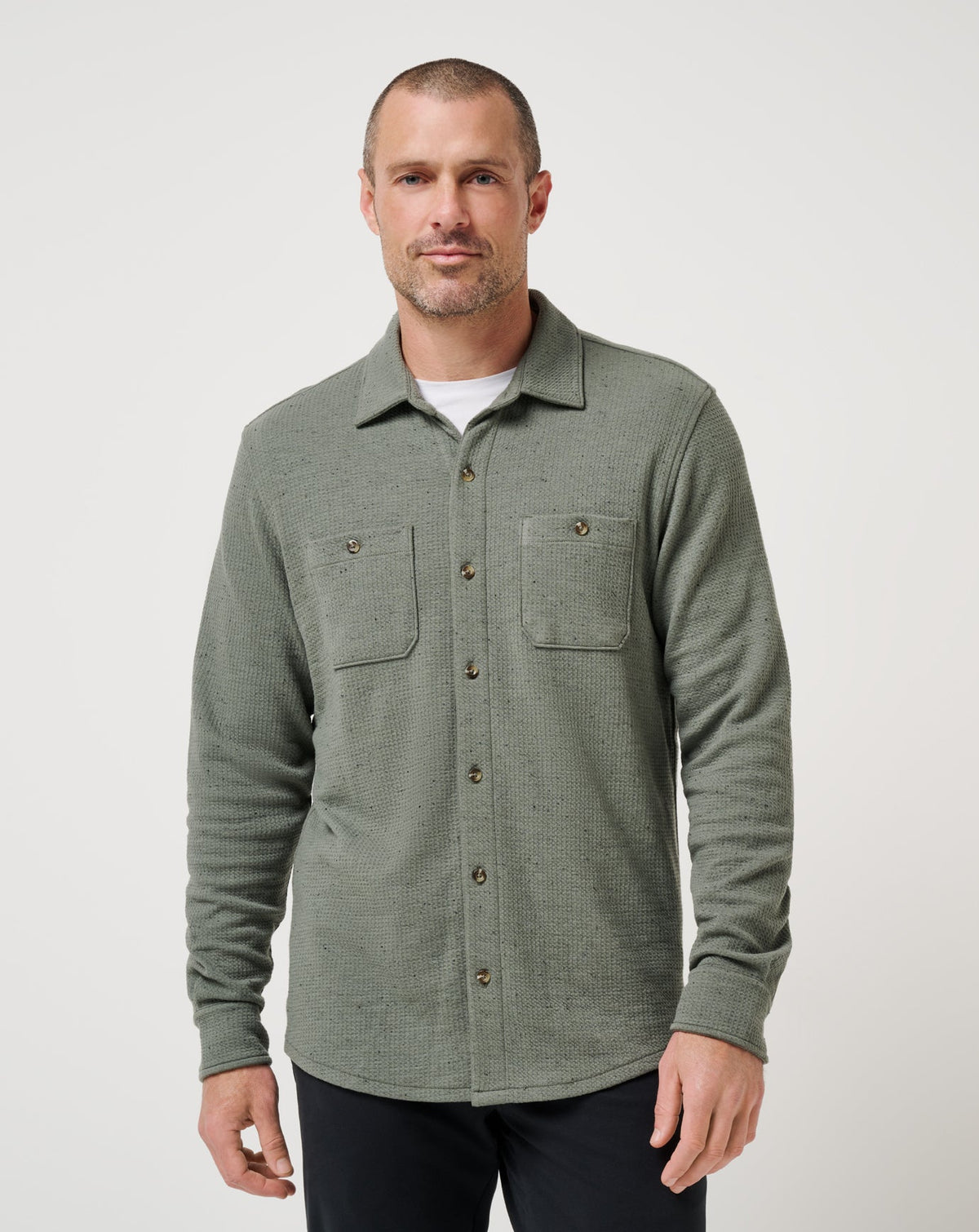 Cloud Waffle Shirt Jacket Dark Olive | Travis Mathew