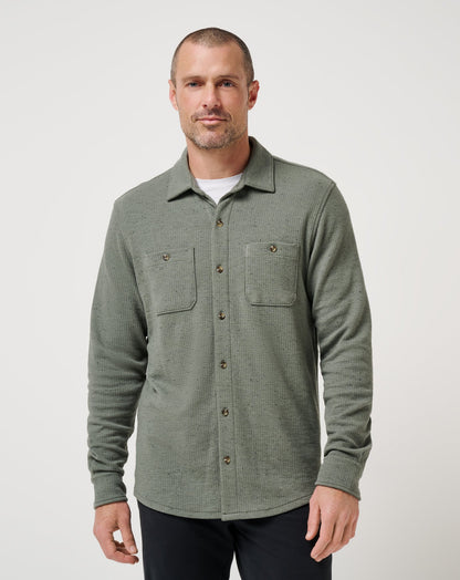 Cloud Waffle Shirt Jacket Dark Olive | Travis Mathew