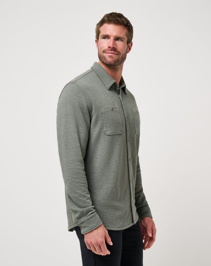 Cloud Waffle Shirt Jacket Dark Olive | Travis Mathew